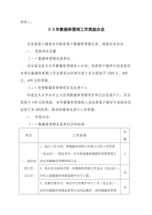 邮政数据库营销工作奖励办法.doc