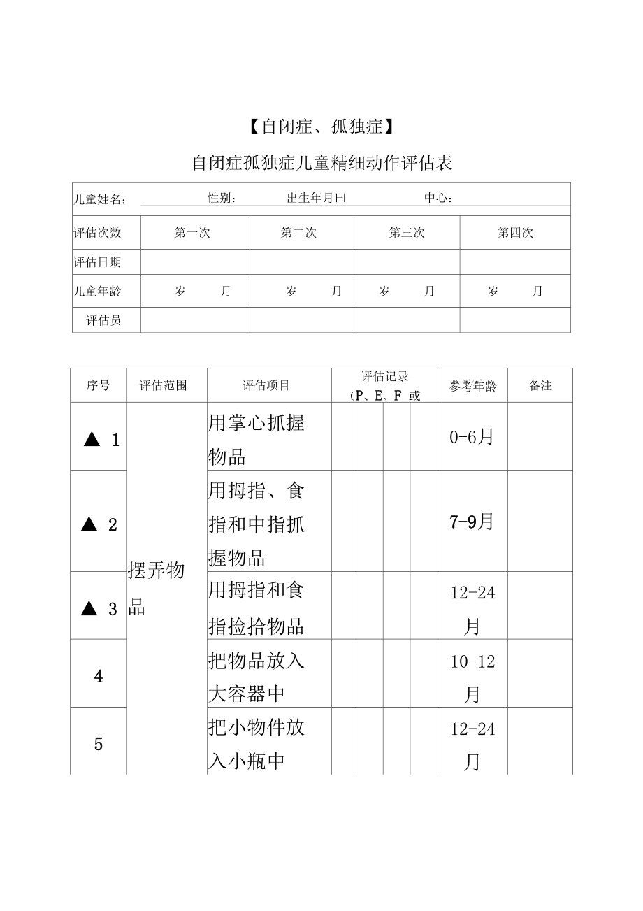 自闭症、孤独症儿童精细动作评估表.doc_第2页