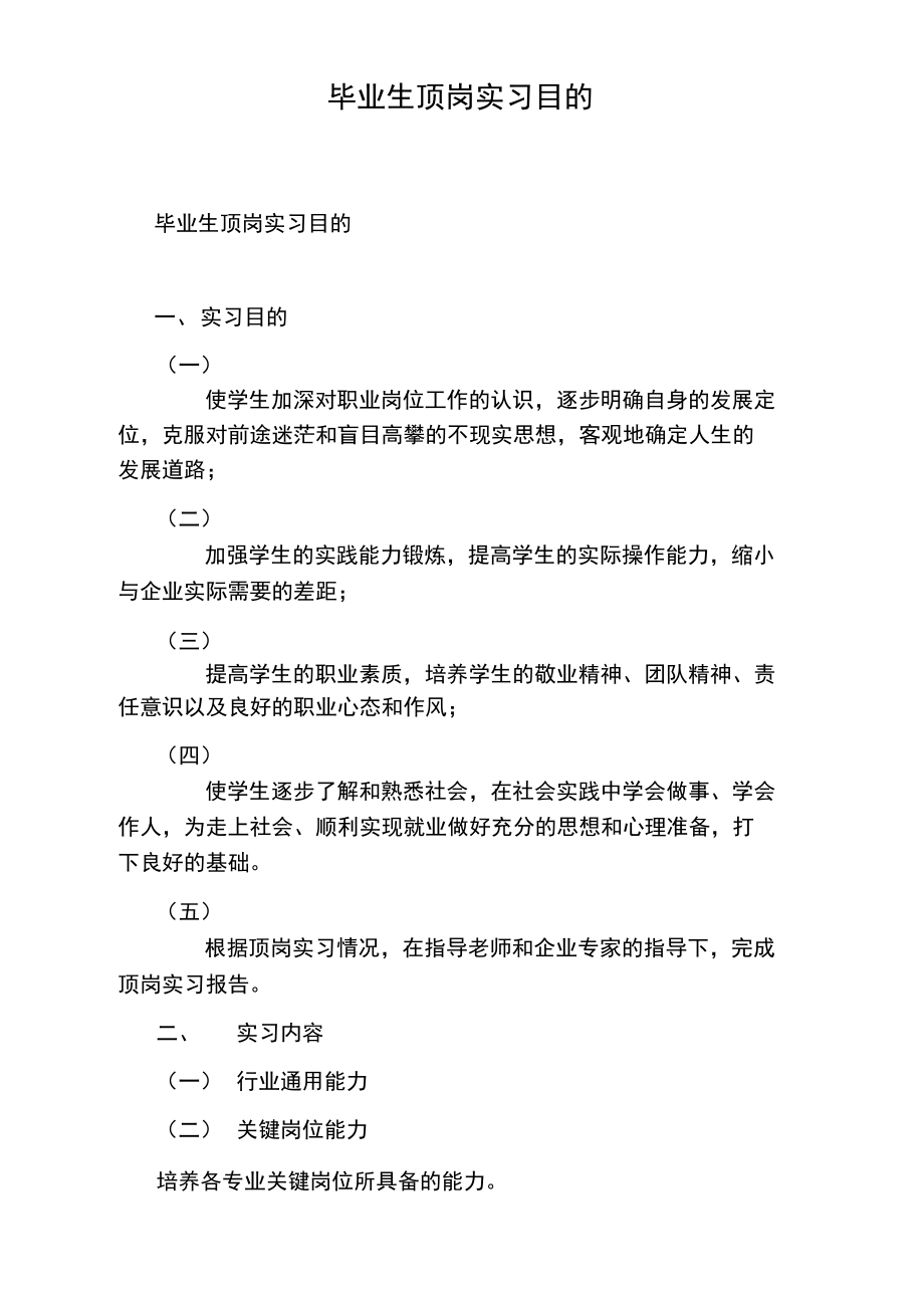 毕业生顶岗实习目的.doc_第1页