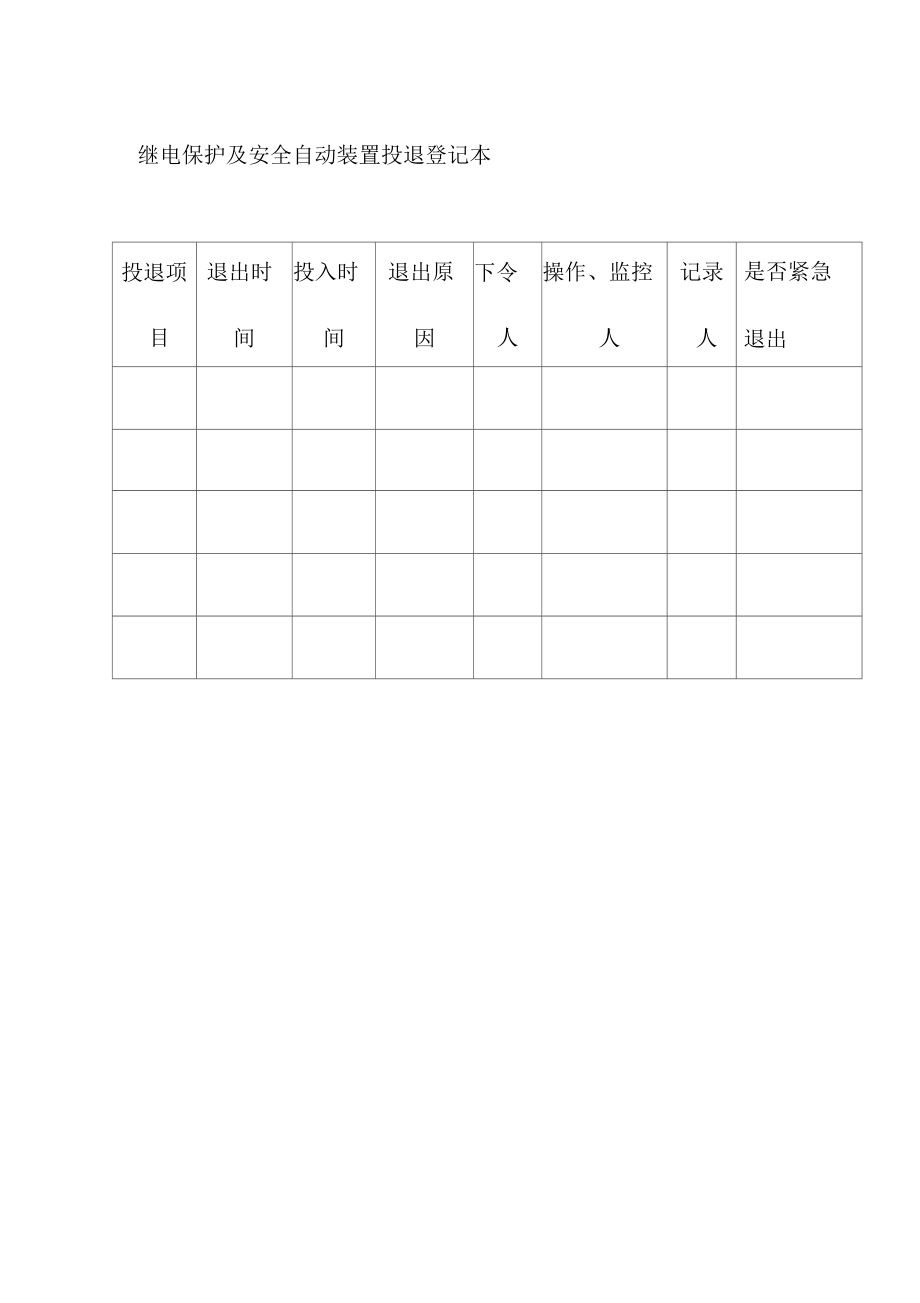 继电保护及安全自动装置投退登记本.doc_第1页