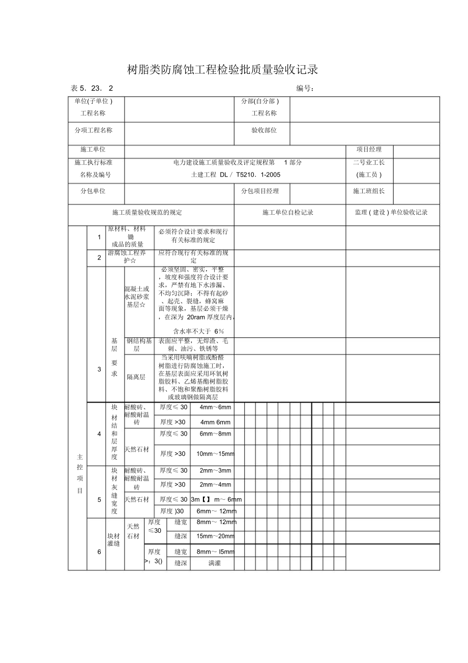 聚氯乙烯塑料板防腐蚀工程检验批质量验收记录.doc_第2页