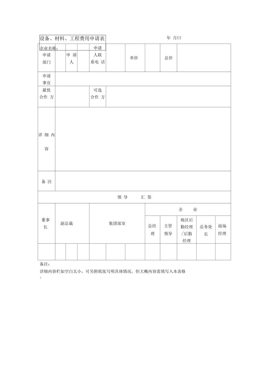 设备材料工程费用申请1.doc_第1页