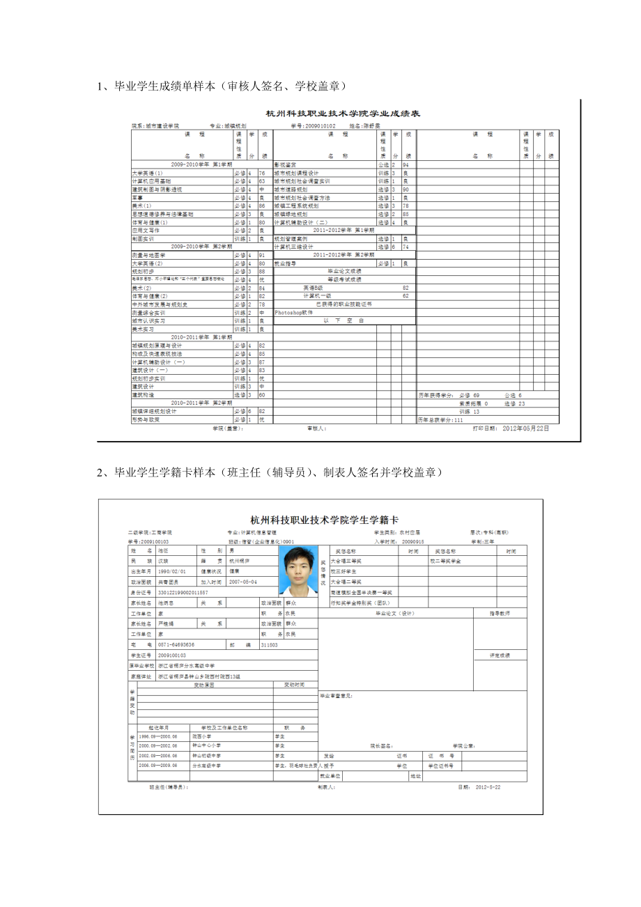 毕业学生成绩单样本审核人签名学校盖章.doc_第1页