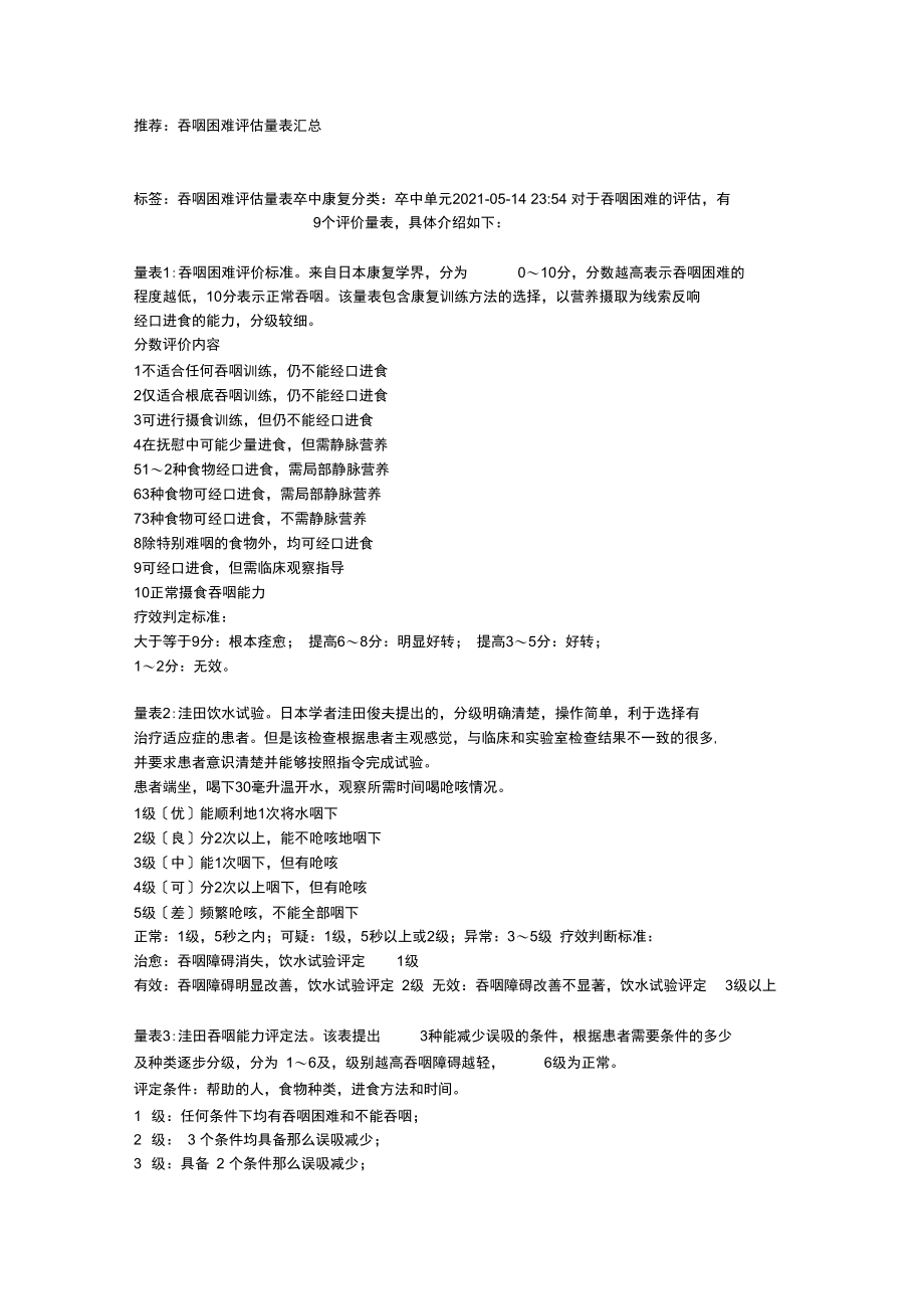 吞咽困难评估量表汇总.docx_第1页