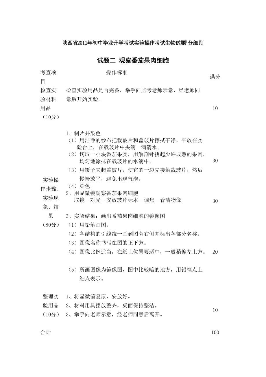 （推荐）陕西省2011年初中毕业升学考试实验操作考试生物试题.doc_第2页