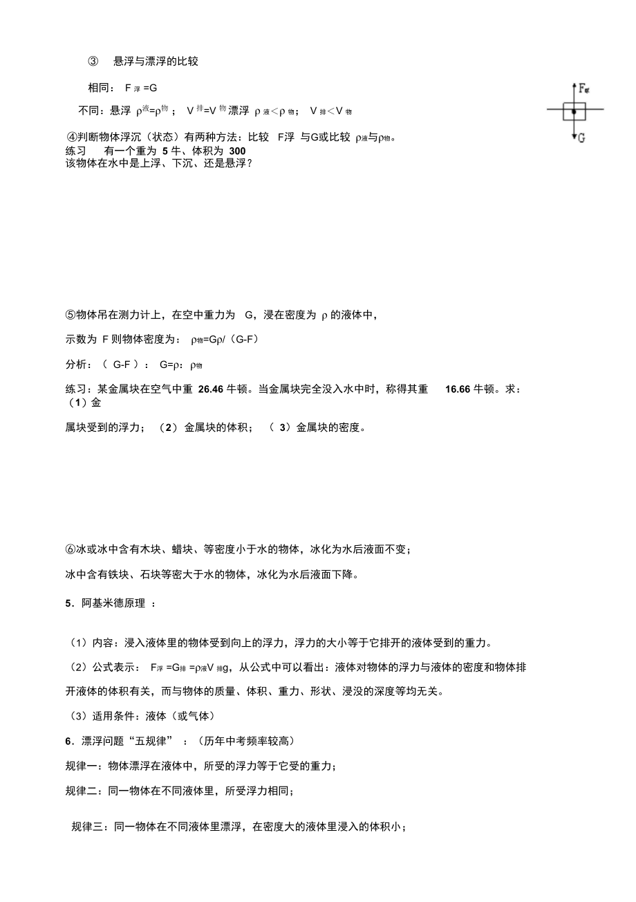 浙教版八上科学第一章浮力专题复习与练习.doc_第2页