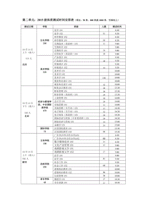 测试时间安排表项目50米800米或1000米引体向上.doc