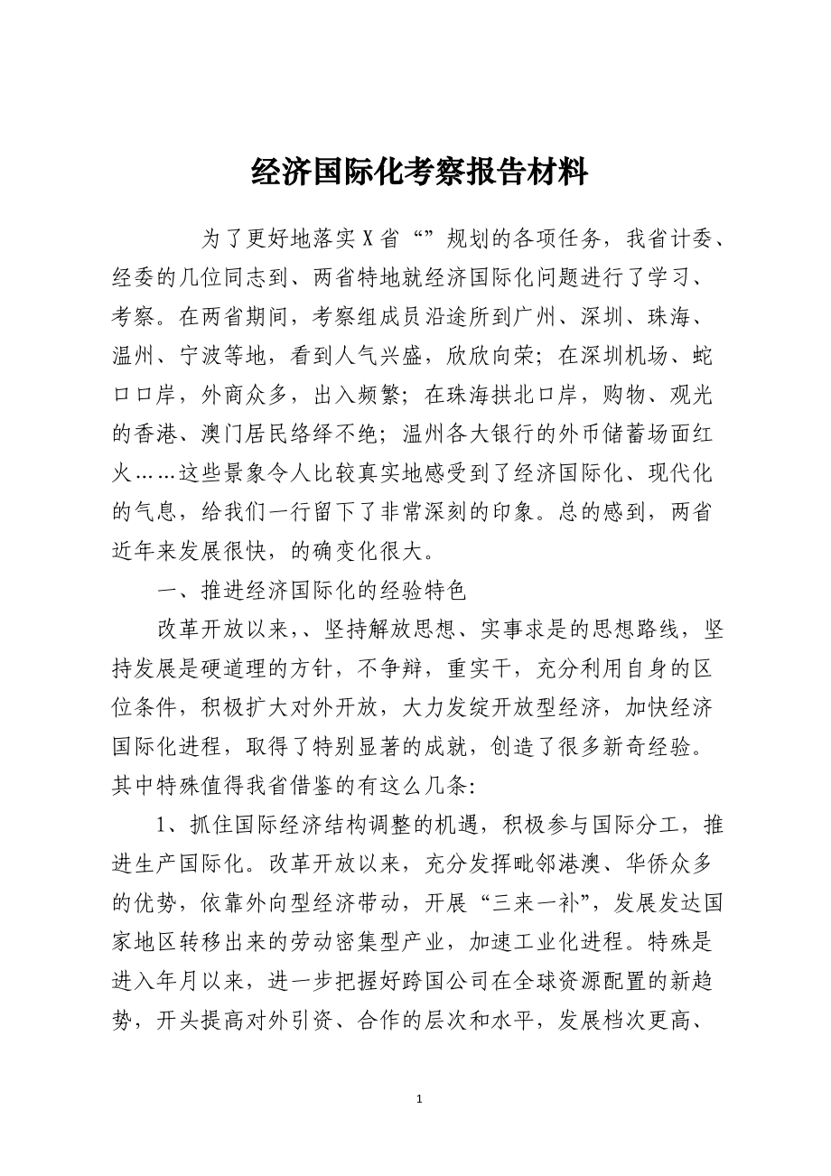 经济国际化考察报告材料.docx_第1页