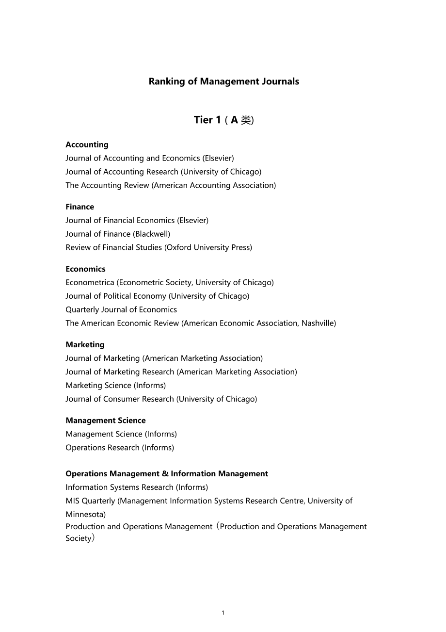 厦门大学管理学院国际学术刊物目录.doc_第1页