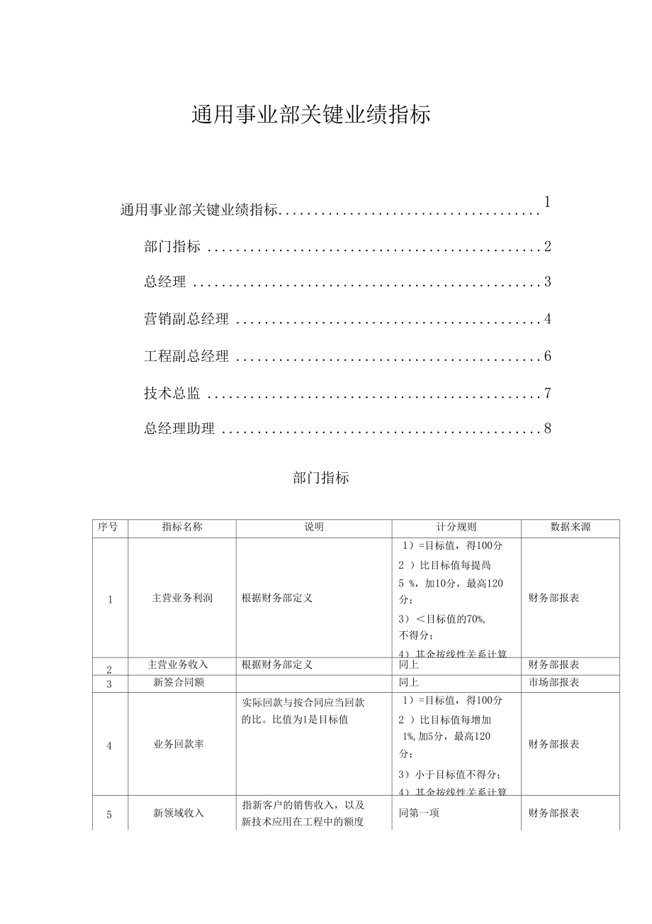 通用事业部关键业绩指标KPI.doc_第1页