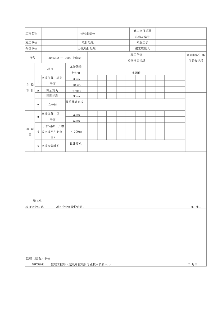 钢或混凝土支撑系统分项工程检验批质量验收记录.doc_第2页