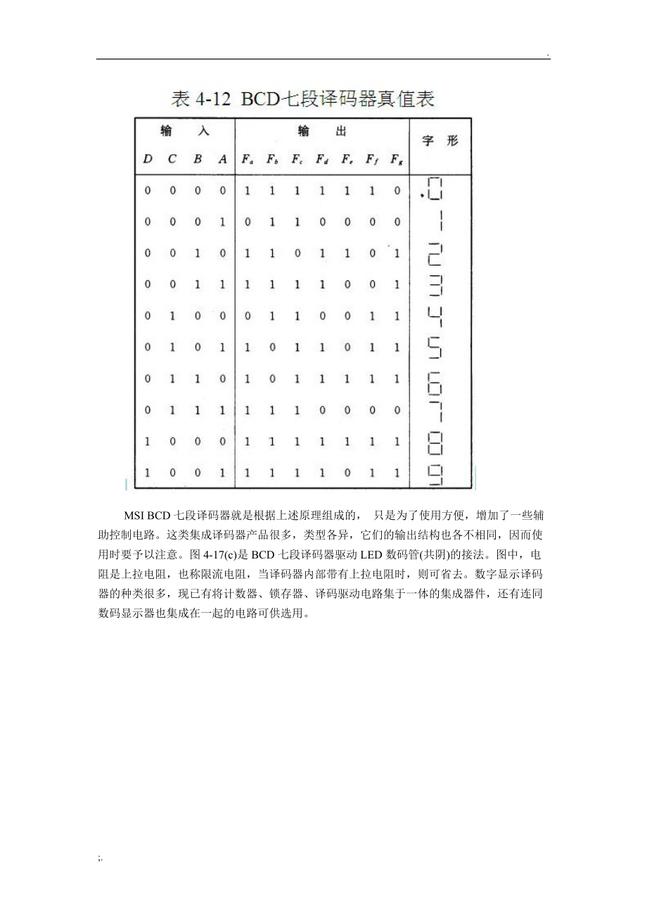 BCD七段数码管显示译码器和真值表资料.doc_第2页