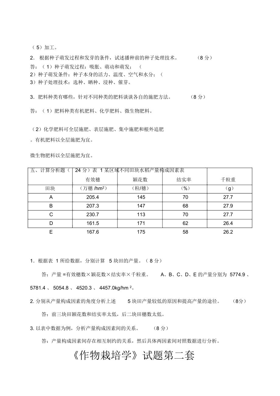 (完整word版)作物栽培学试题共7套.doc_第3页