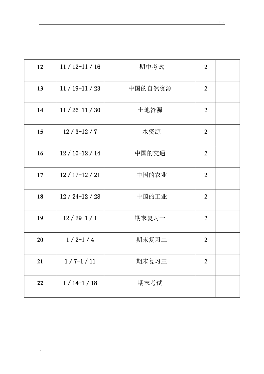 八年级学期教学计划进度表.docx_第2页