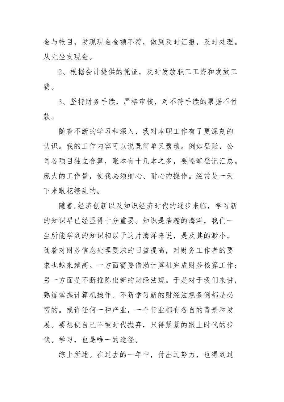 2021公司出纳年度个人总结模板（年）.docx_第2页