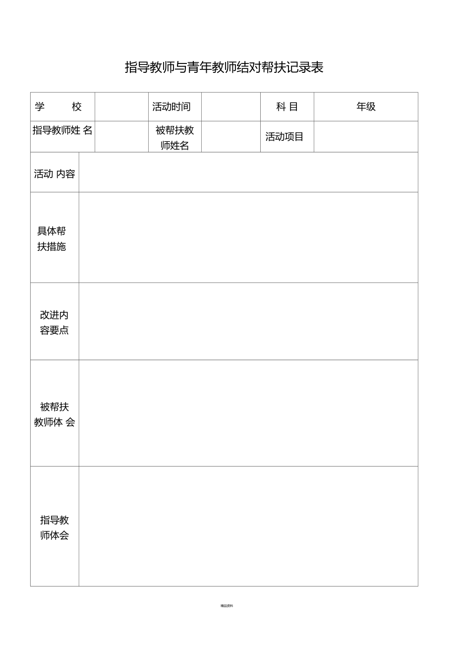 指导教师与青年教师结对帮扶记录表.doc_第1页