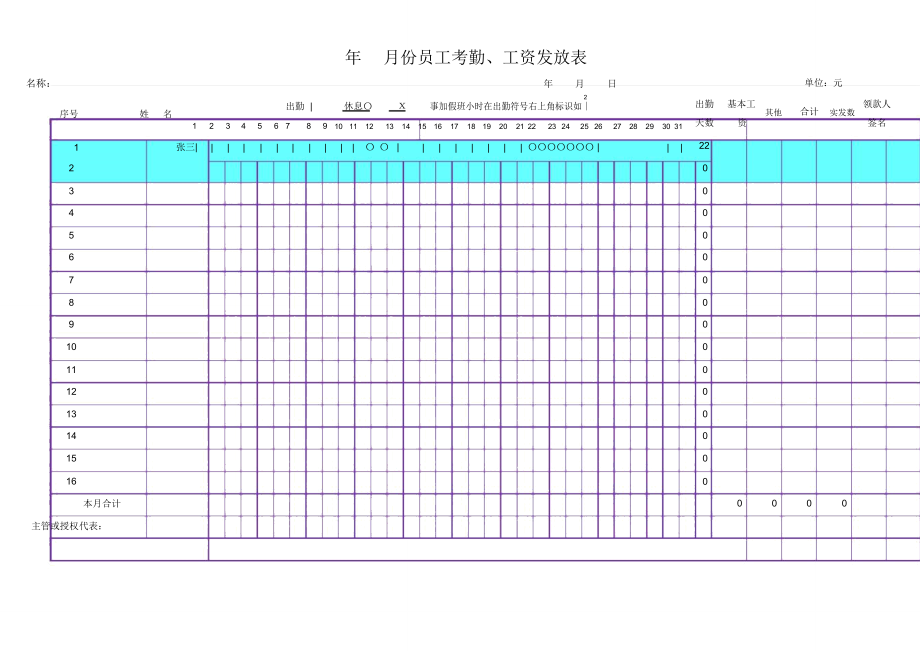 员工考勤、工资发放excel表格.doc_第1页