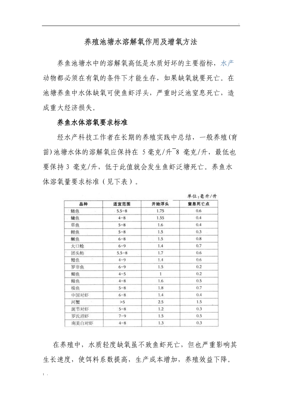 养殖池塘水溶解氧作用及增氧方法.docx_第1页