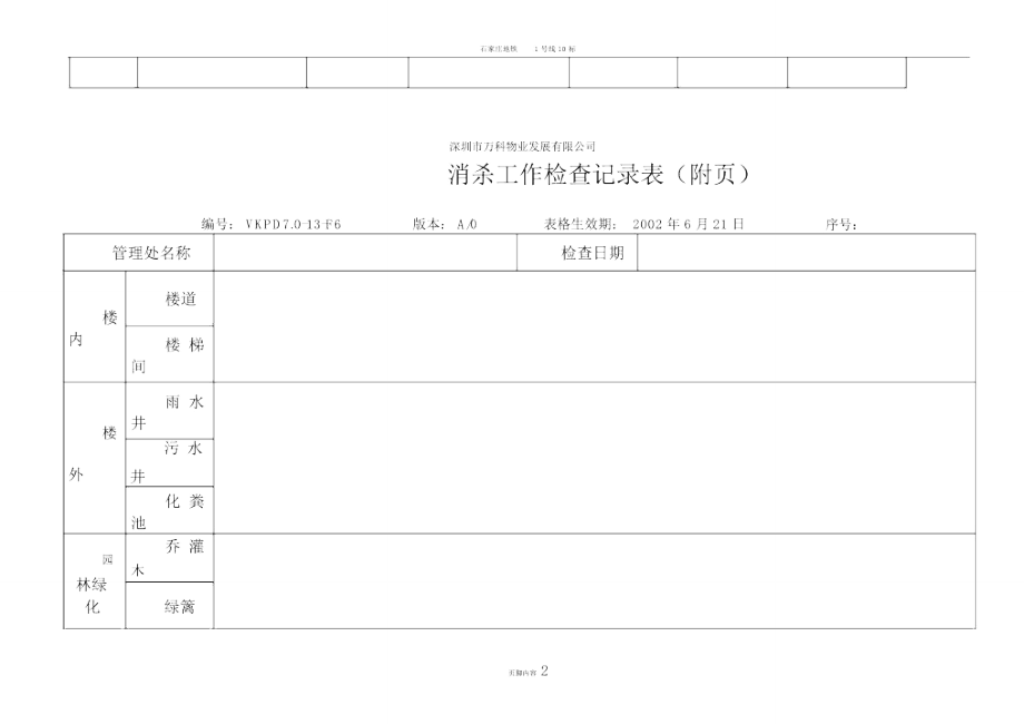 万科物业《消杀工作检查记录表》.doc_第2页