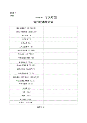 污水处理厂运行成本统计表.doc