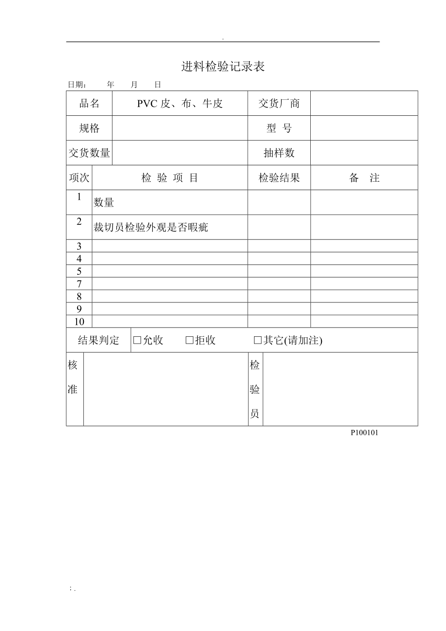 品质检验表格-进料检验记录表(一).docx_第2页