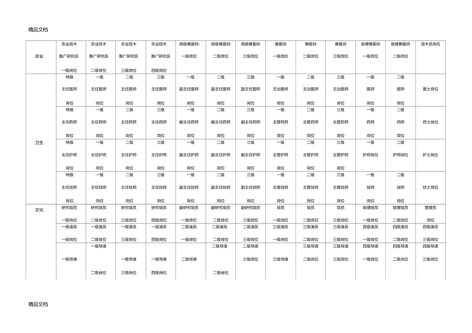 最新事业单位专业技术岗位名称及岗位等级一览表资料.doc_第2页