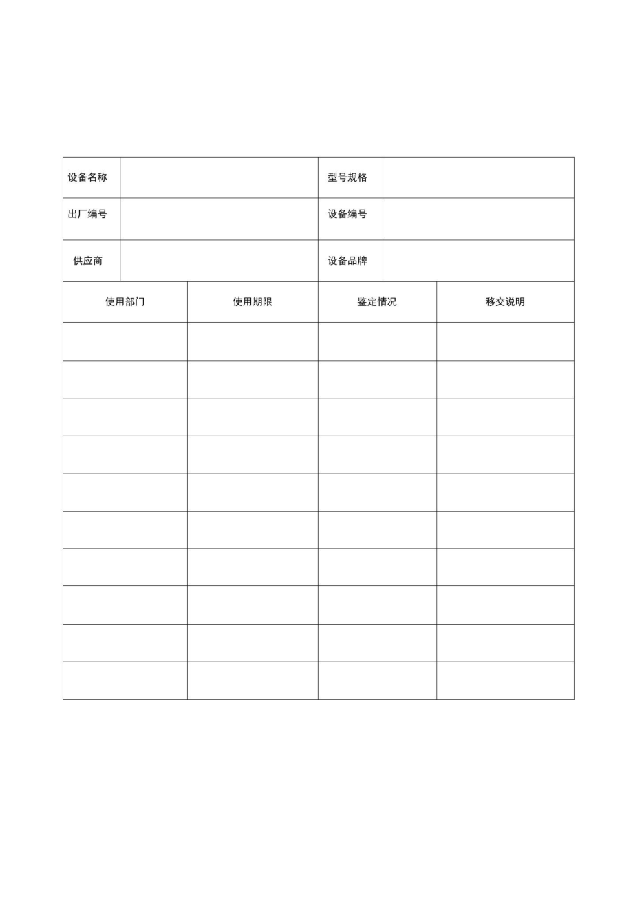 XSXFM设备履历表.doc_第1页