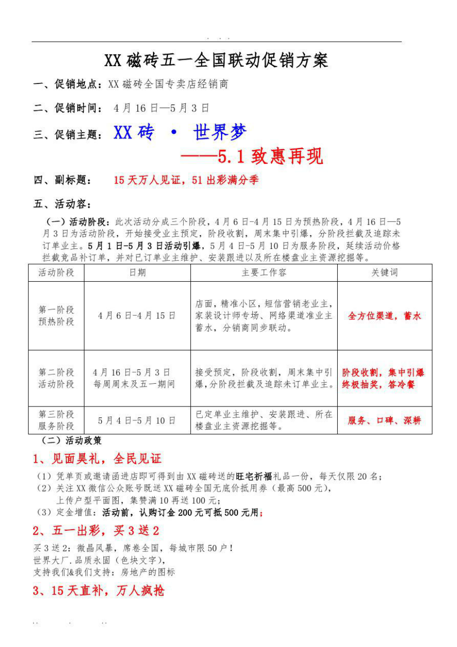 XX瓷砖五一促销方案.doc_第1页