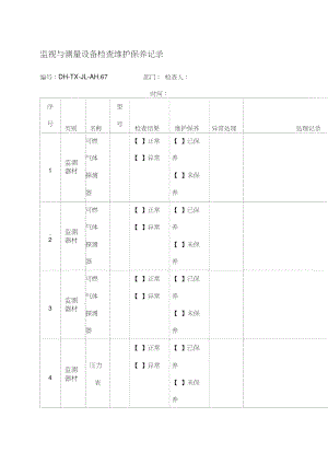 监视与测量设备检查维护保养记录.doc