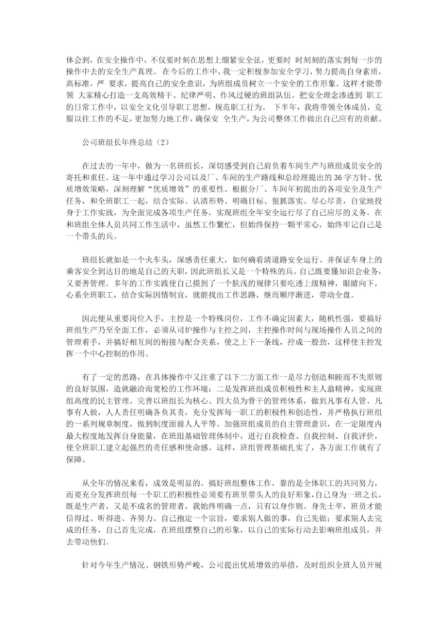 最新公司班组长年终总结_公司班组长年终总结.doc_第2页