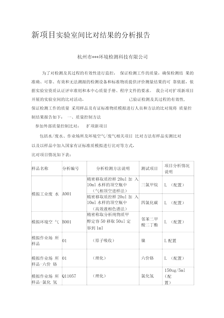 新项目实验室间比对结果的分析报告.doc_第1页