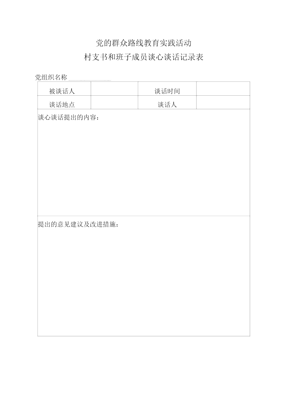 支书和班子成员谈心谈话记录表.doc_第1页