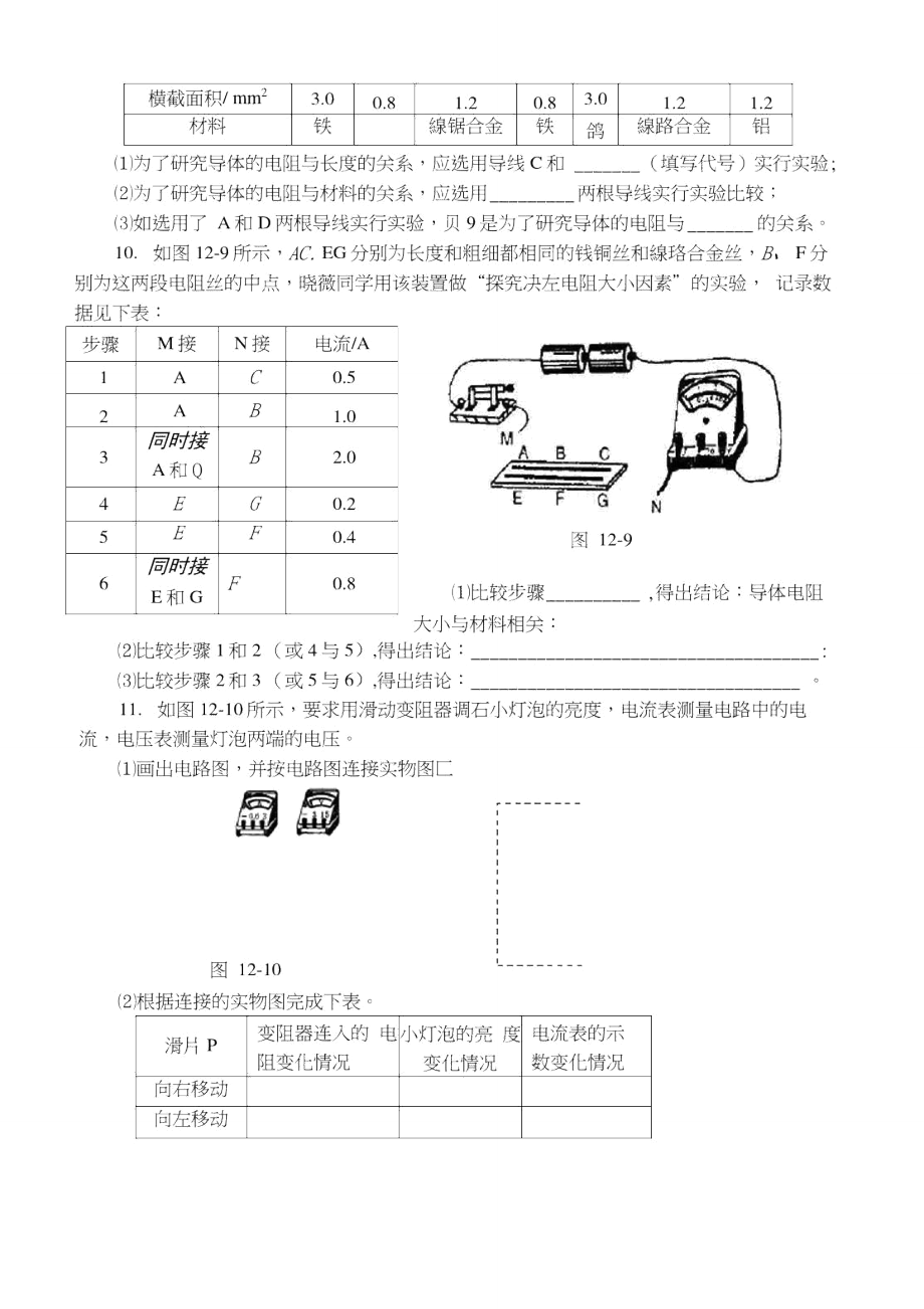 新沪粤版《121怎样认识电阻》课堂测评题及答案.doc_第2页