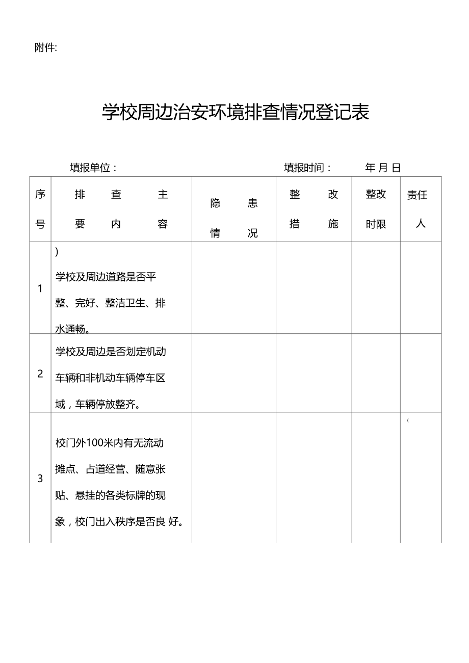 学校周边治安环境排查情况登记表.doc_第1页