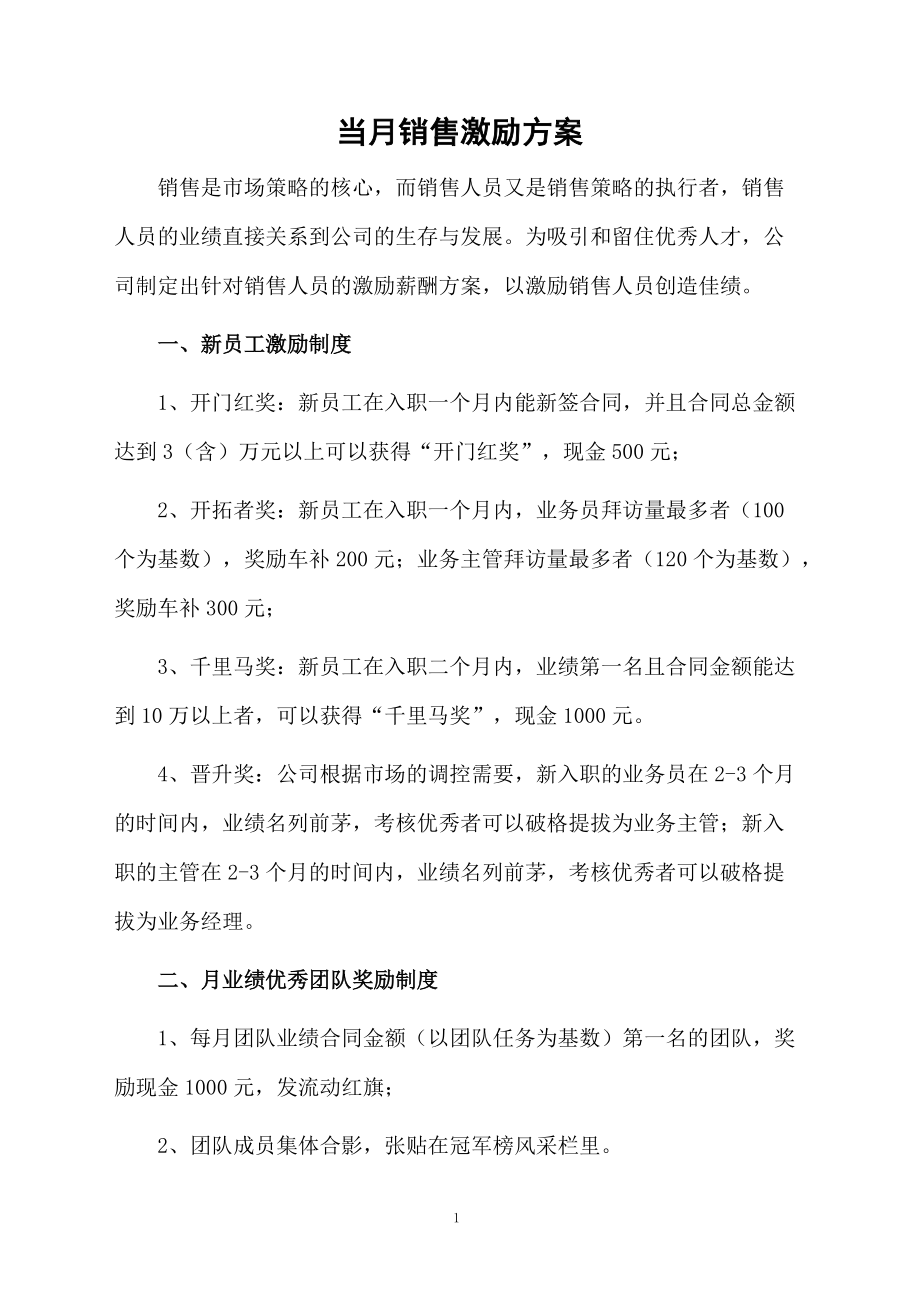 当月销售激励方案.docx_第1页