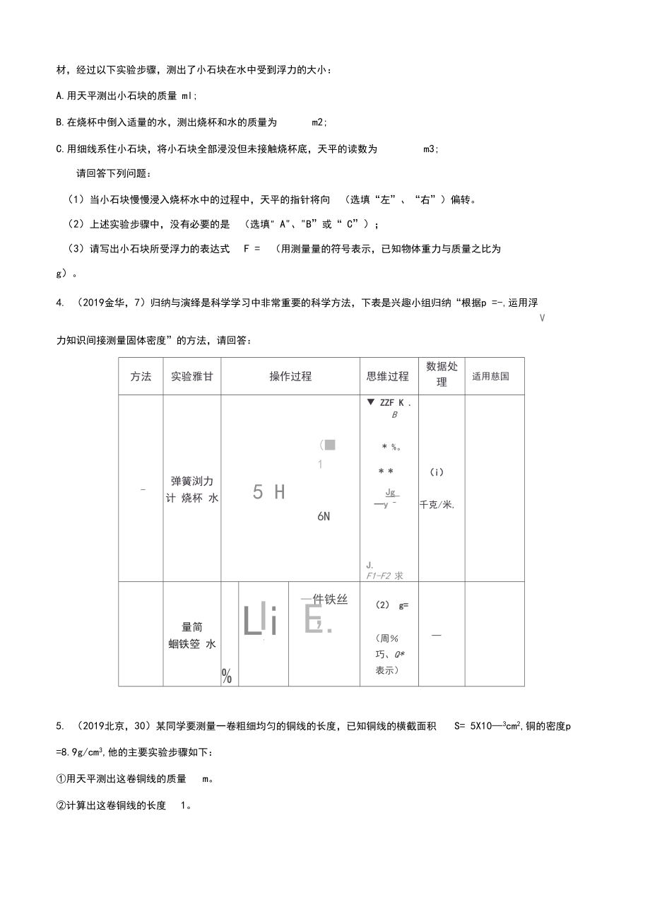 2019年中考物理真题集锦——专题十一：密度的测量(含答案).docx_第2页