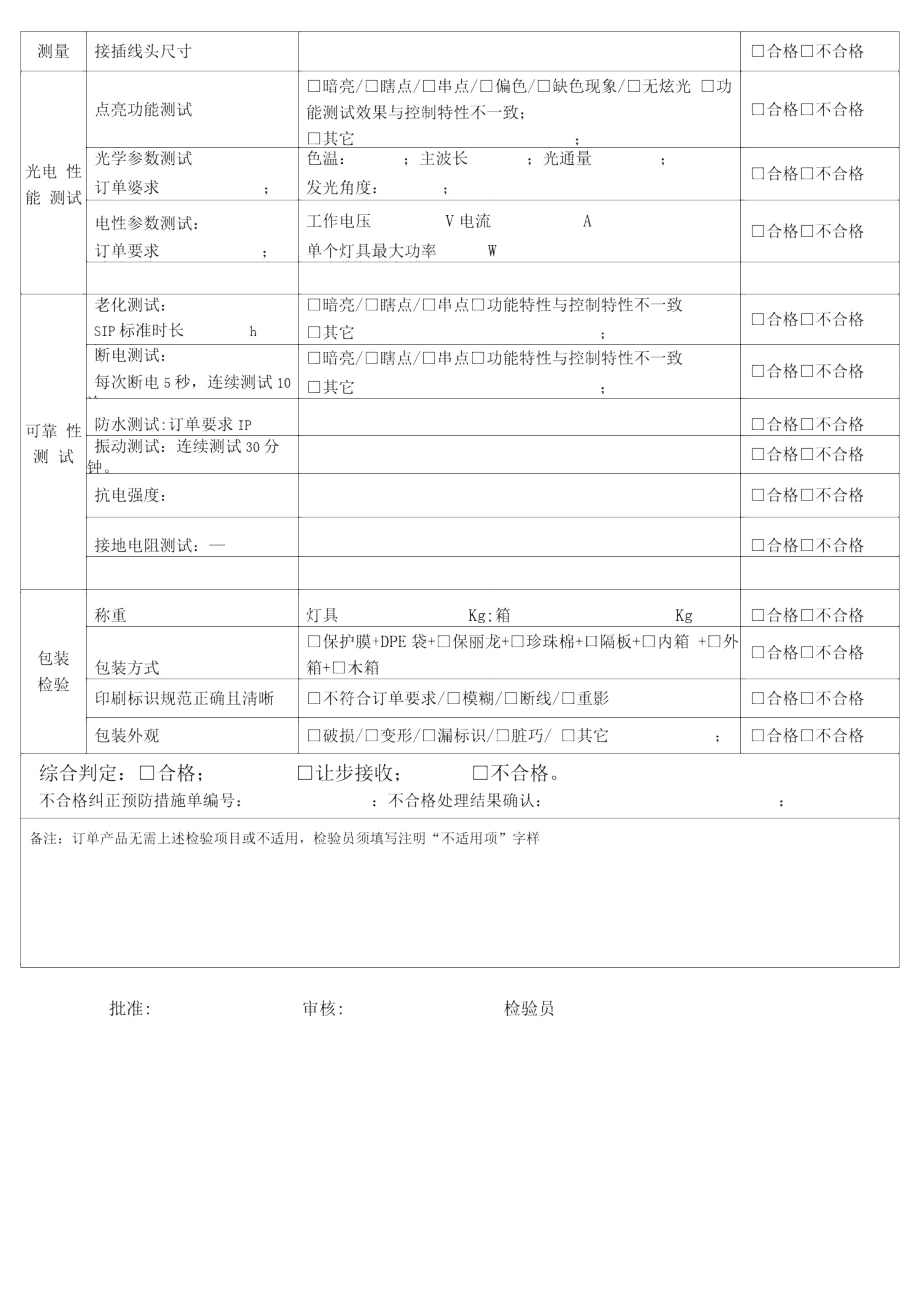 灯具成品出货检验报告.doc_第2页