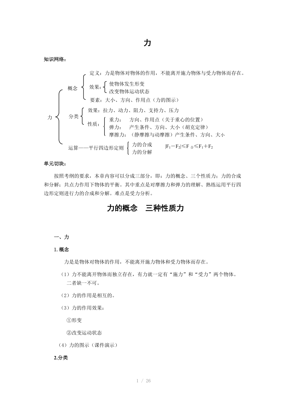 高三第一轮复习1-力、力的合成与分解教案.doc_第1页