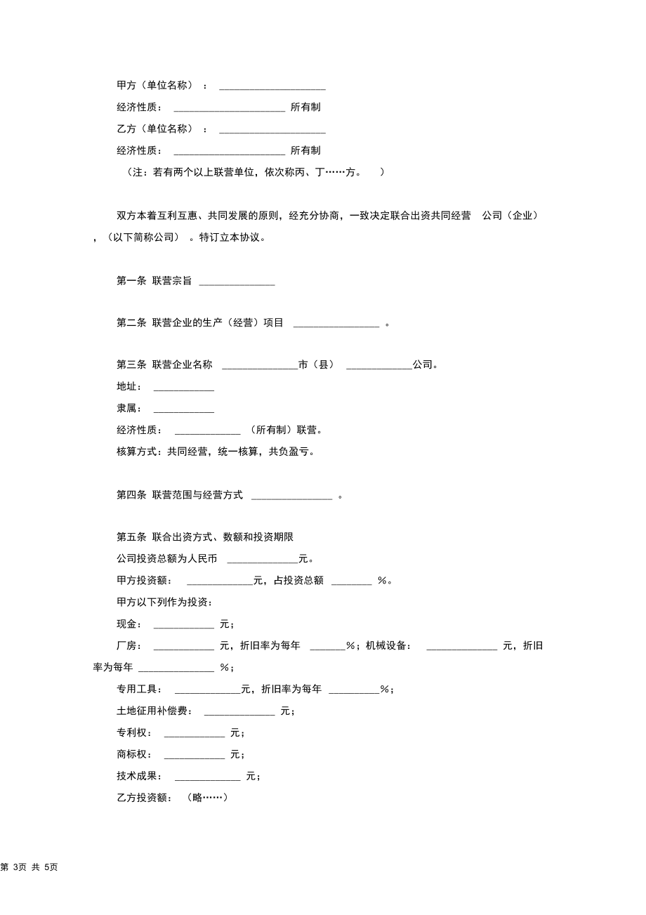 合伙型联营合同协议书范本.docx_第3页