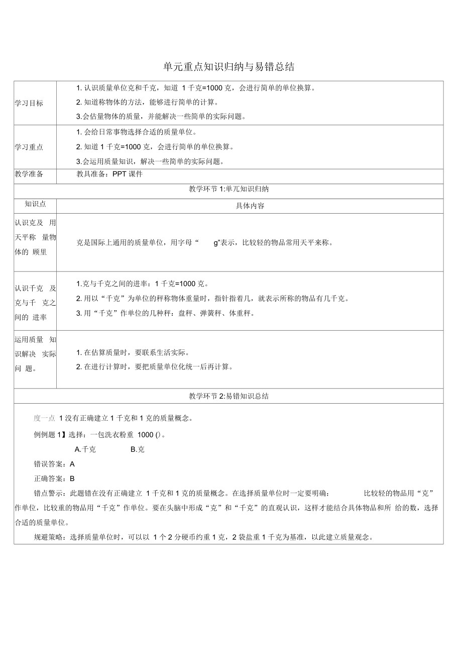 《克和千克的认识》知识归纳总结.docx_第1页