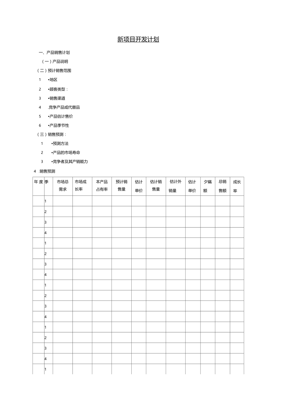 新项目开发计划表格.格式.doc_第1页