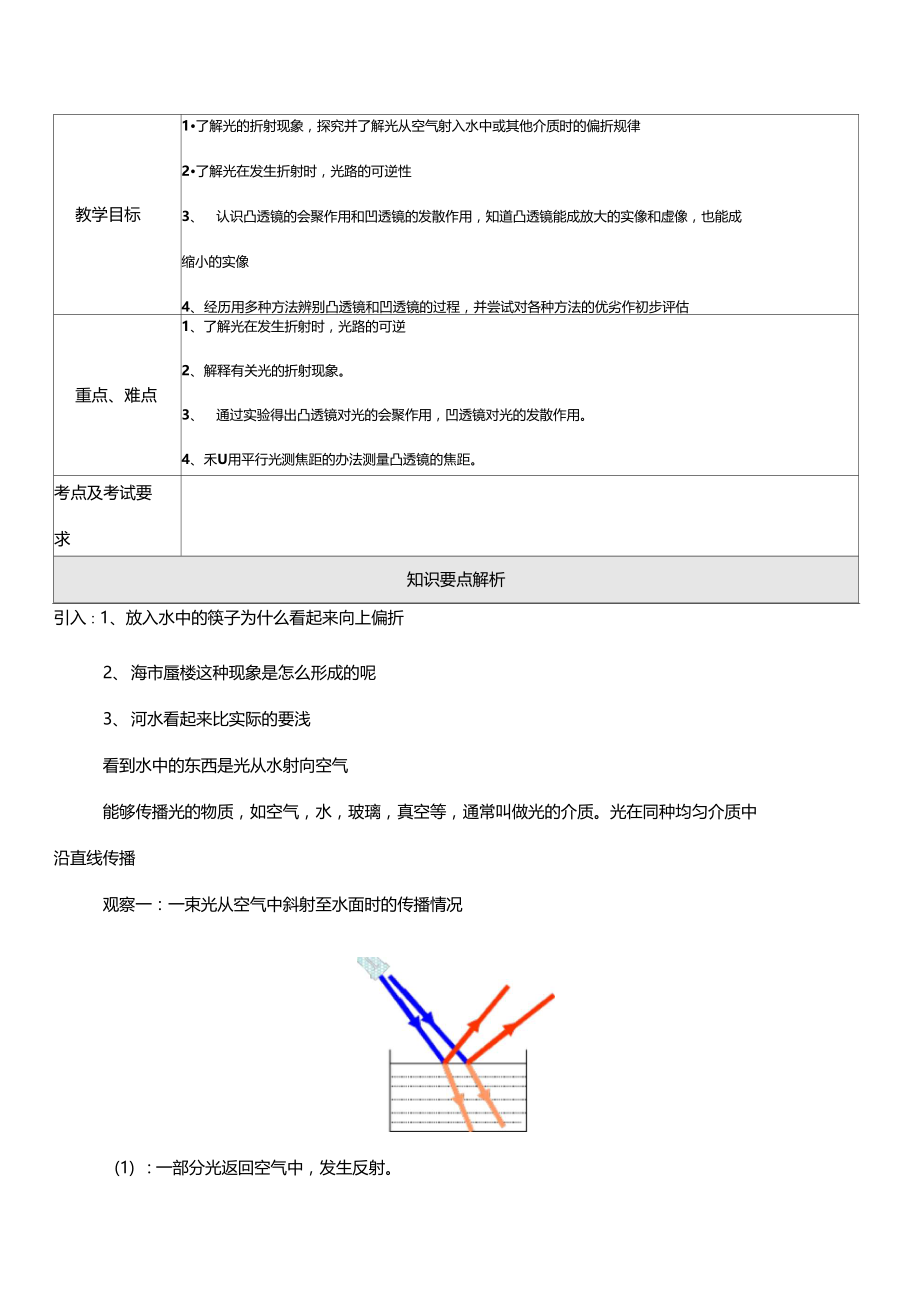 浙教版科学七下光的折射一对一讲义.doc_第1页