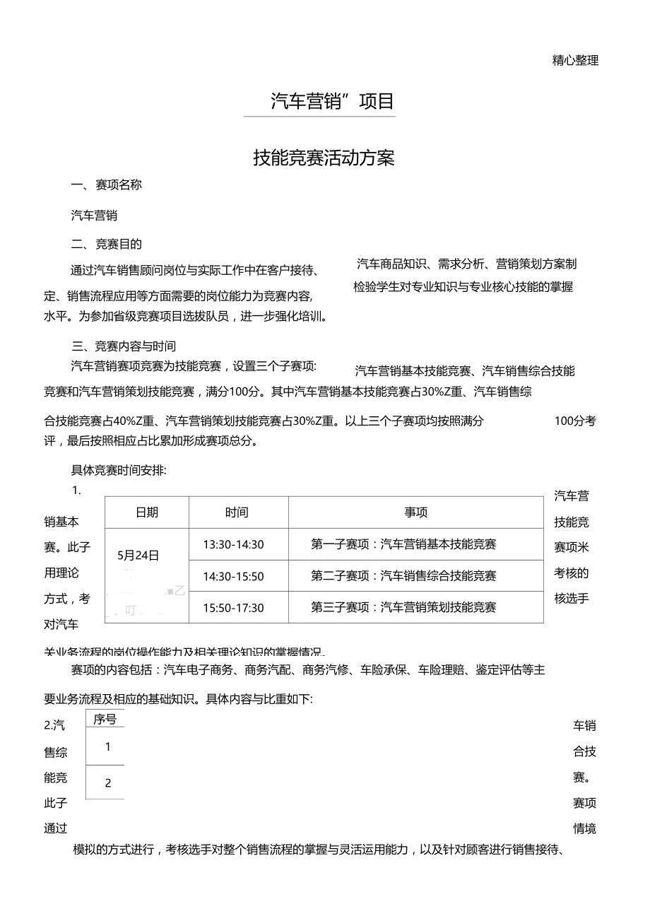 汽车营销项目技能竞赛活动方法.doc_第1页