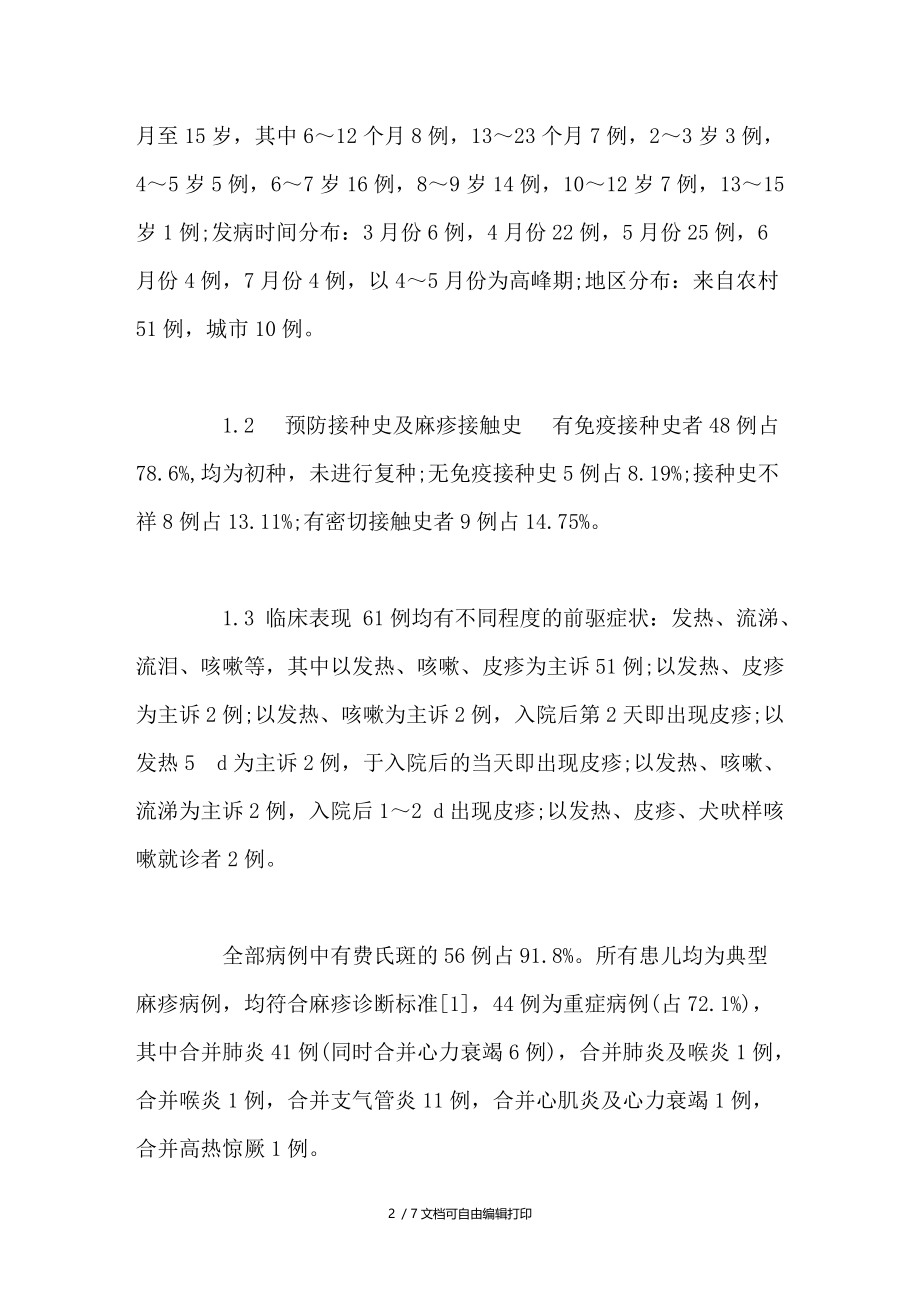 小儿麻疹61例临床分析.doc_第2页