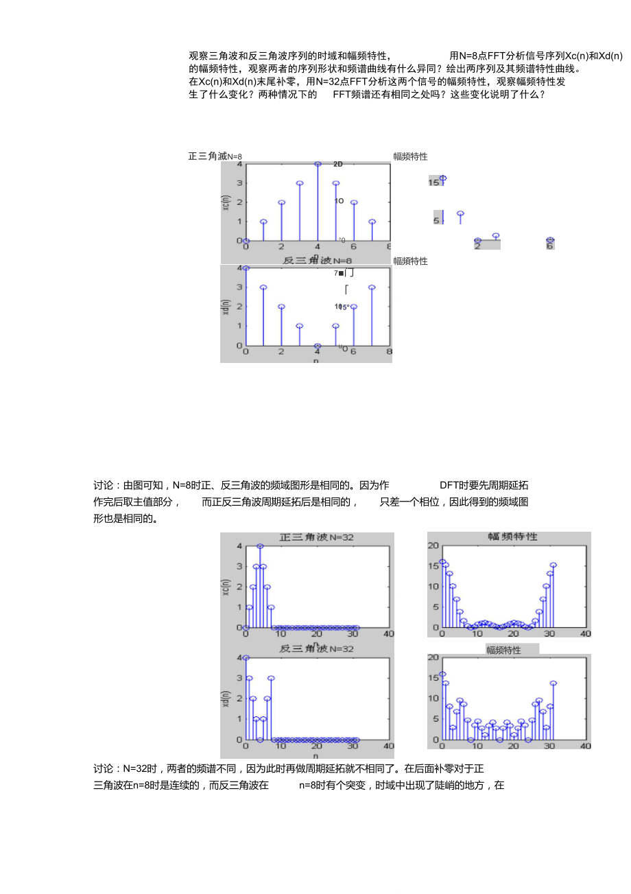 观察三角波和反三角波序列的时域和幅频特性,用N=8点FFT.doc_第1页