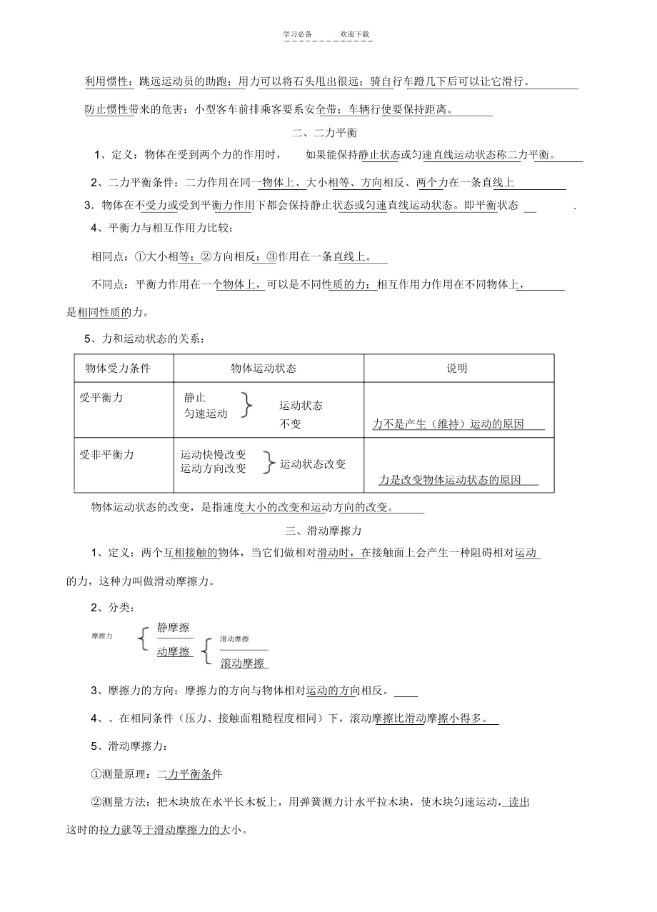 初中物理知识点章节汇编整理八年级下学期物理知识点汇编.docx_第3页