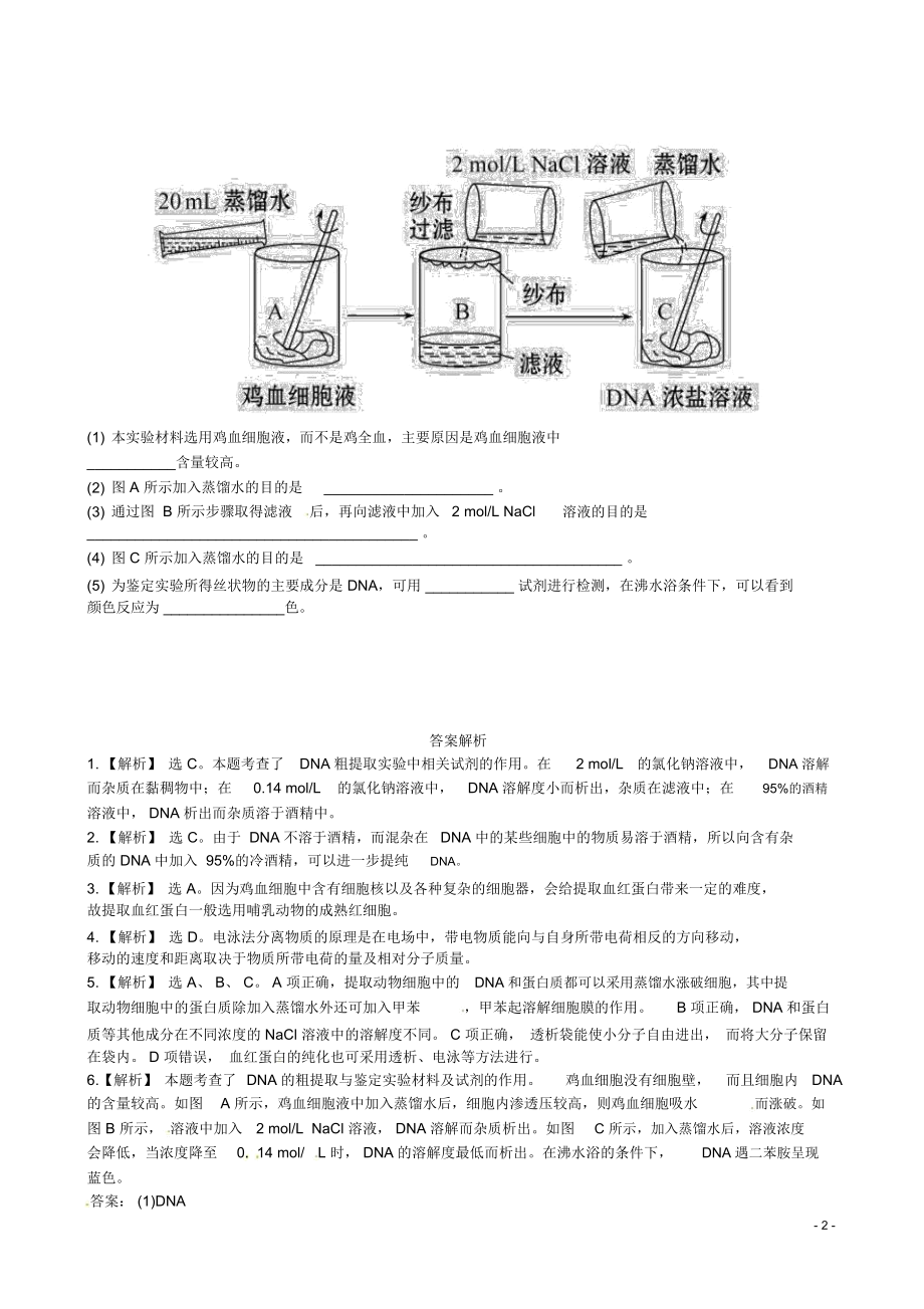 【全程复习方略】(江苏专用)2013版高中生物专题4生物技术在其他方面的应用课时提能演练新人教版选修1.docx_第2页