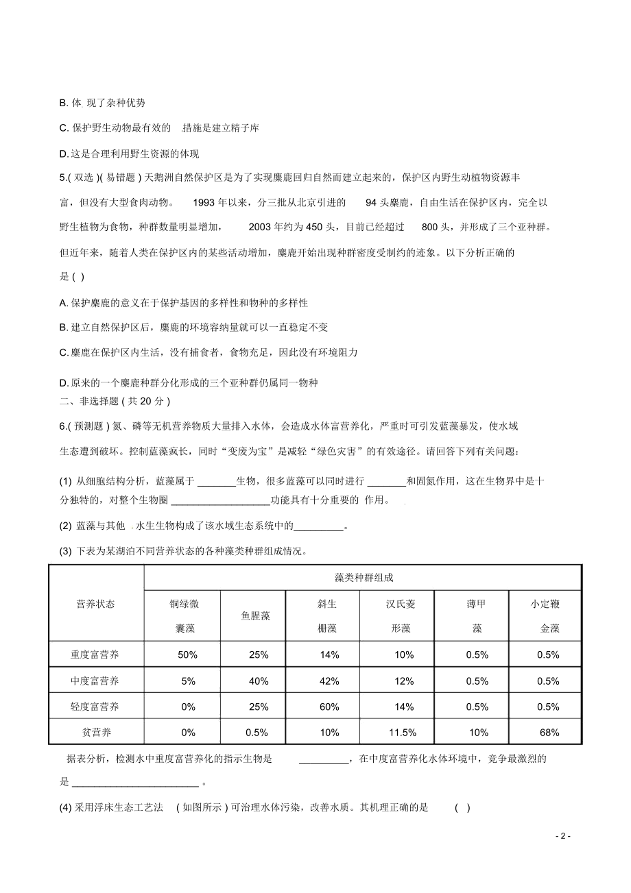 【全程复习方略】(广东专用)2013版高中生物3.6.0生态环境的保护课时提能演练(含解析)新人教版必修3.docx_第2页