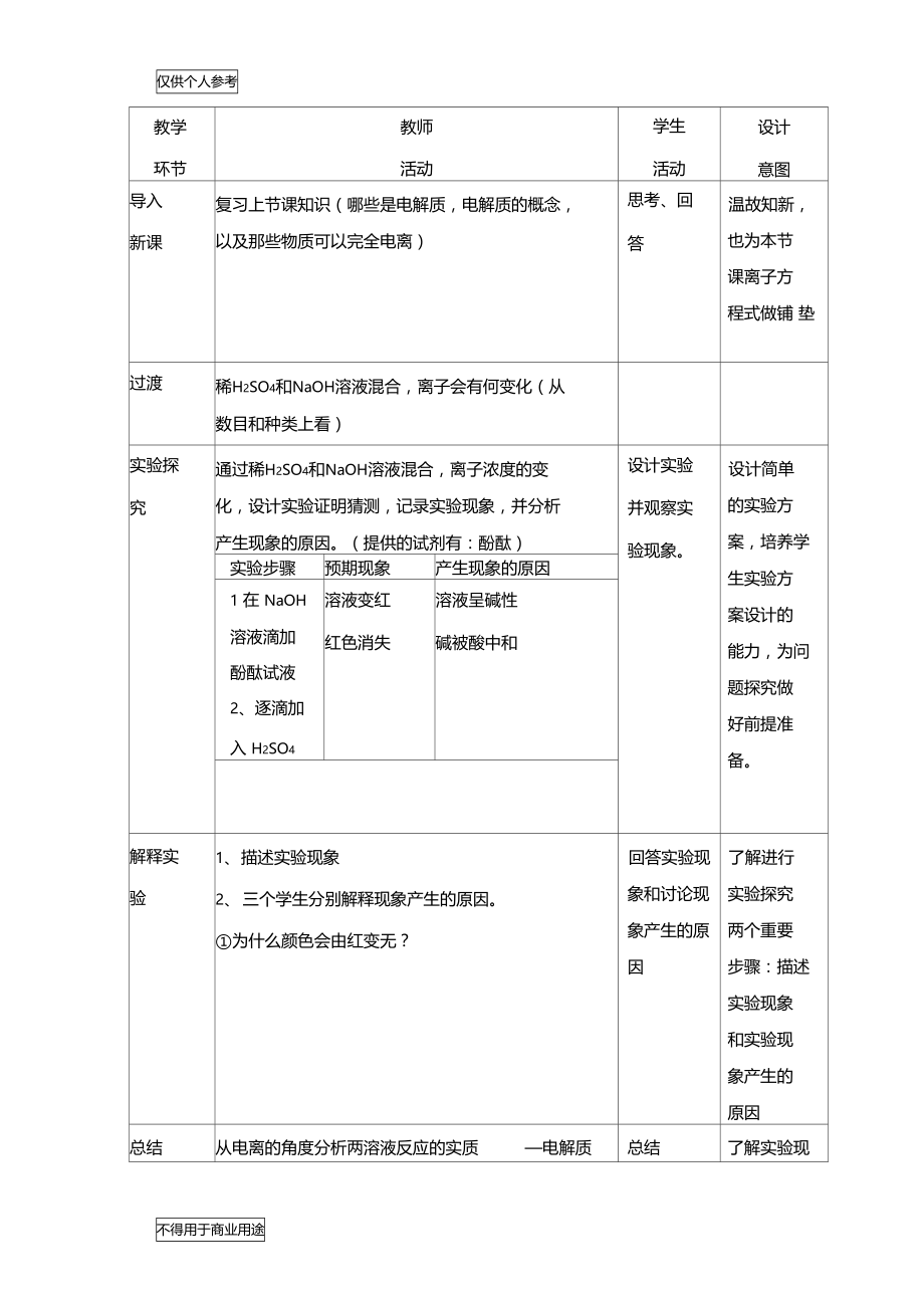 离子反应及其发生的条件教学设计.doc_第3页