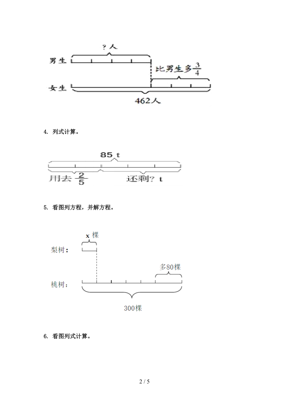 2021六年级数学上学期看图列方程计算课后辅导专项练习精编.doc_第2页